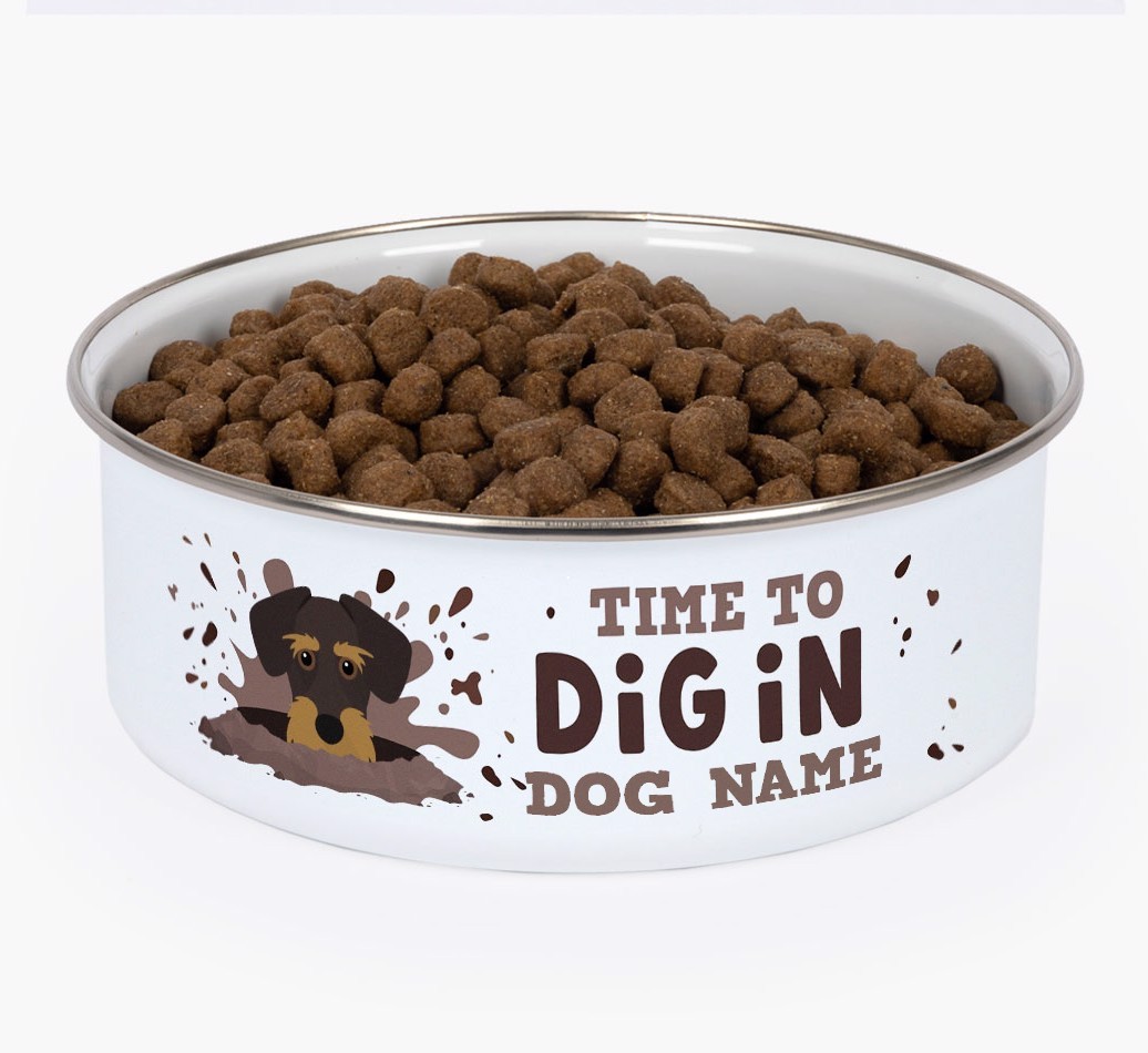 Time To Dig In: Personalised {breedFullName} Enamel Dog Bowl