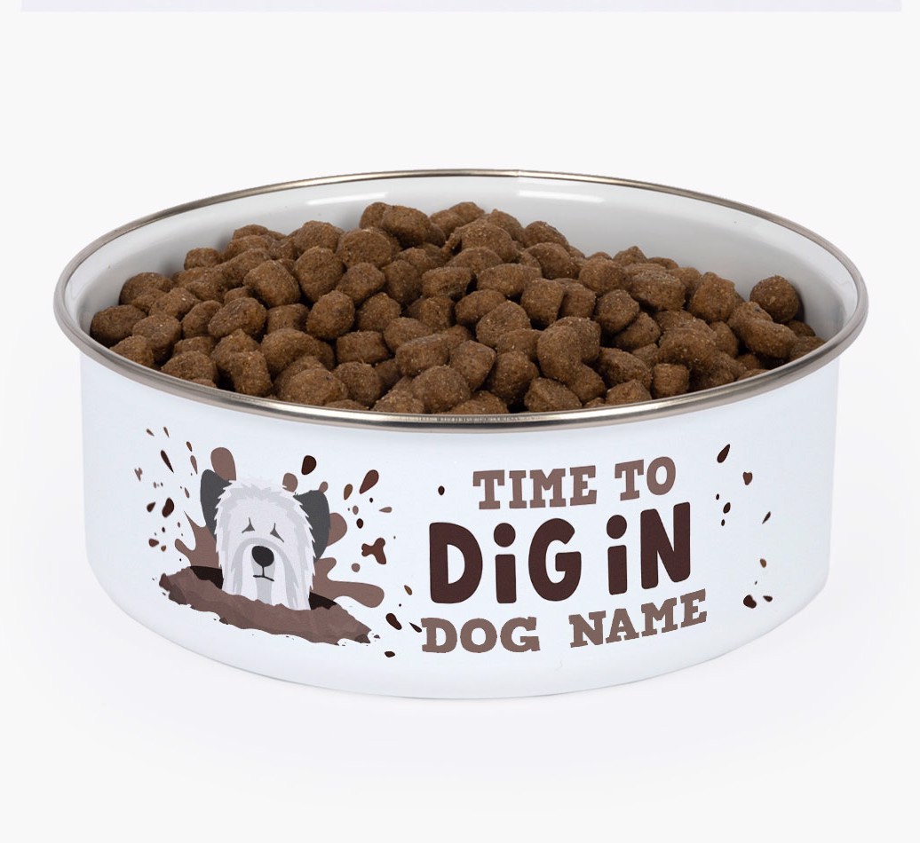 Time To Dig In: Personalised {breedFullName} Enamel Dog Bowl
