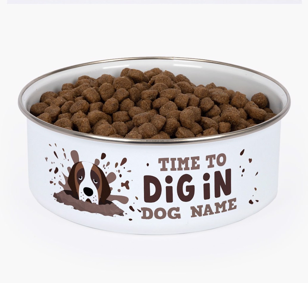 Time To Dig In: Personalised {breedFullName} Enamel Dog Bowl