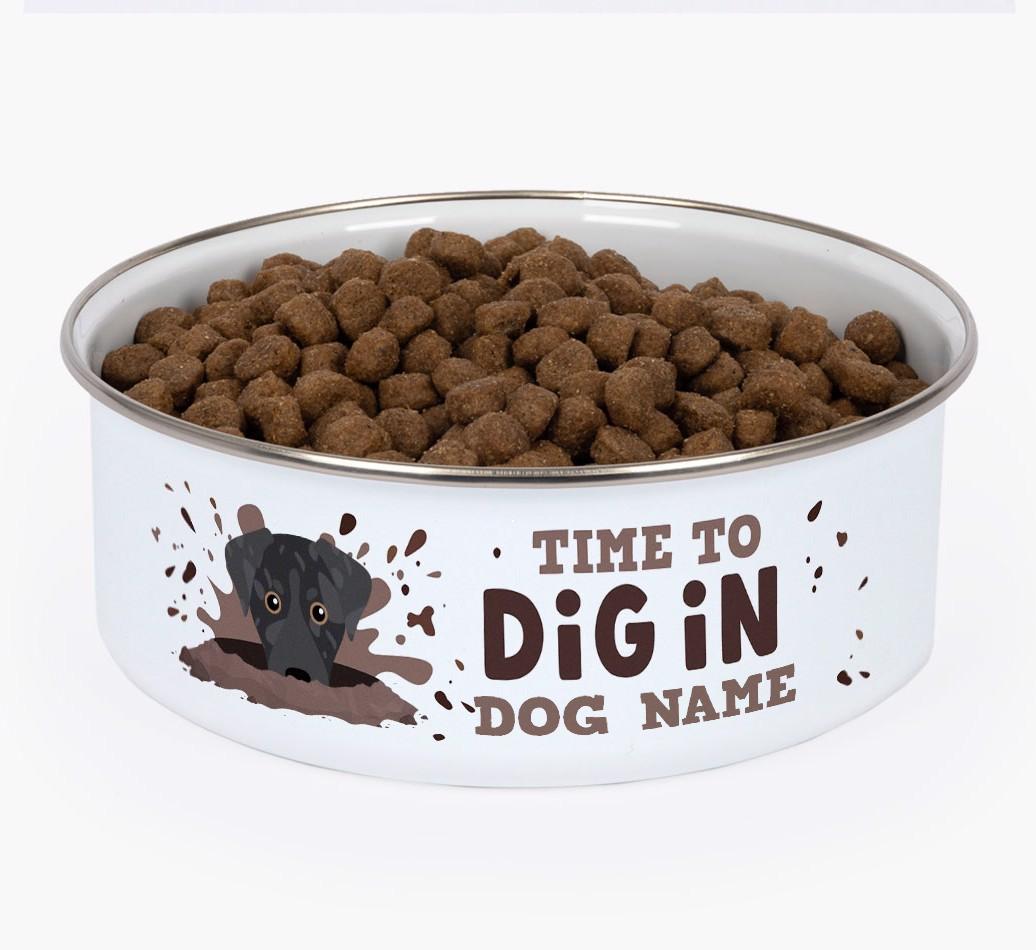 Time To Dig In: Personalized {breedFullName} Enamel Dog Bowl