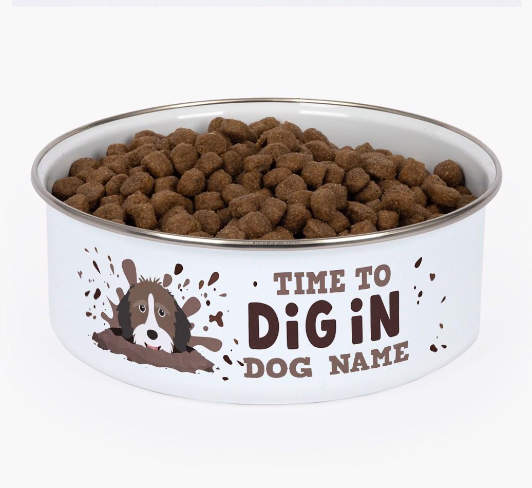 Time To Dig In: Personalized {breedFullName} Enamel Dog Bowl