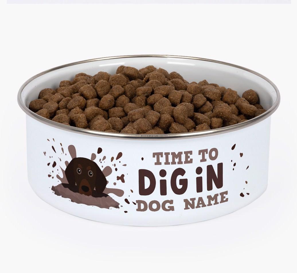 Time To Dig In: Personalized {breedFullName} Enamel Dog Bowl