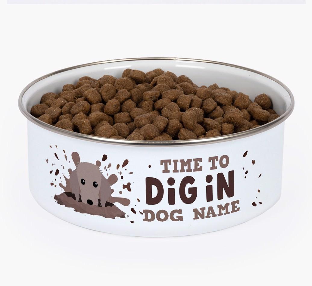 Time To Dig In: Personalized {breedFullName} Enamel Dog Bowl