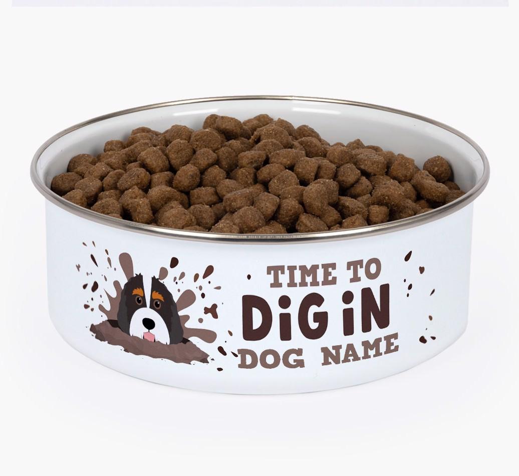 Time To Dig In: Personalized {breedFullName} Enamel Dog Bowl