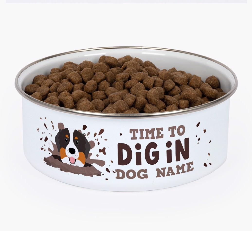 Time To Dig In: Personalized {breedFullName} Enamel Dog Bowl