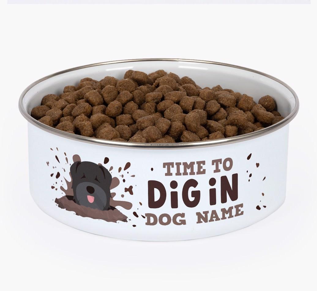 Time To Dig In: Personalized {breedFullName} Enamel Dog Bowl
