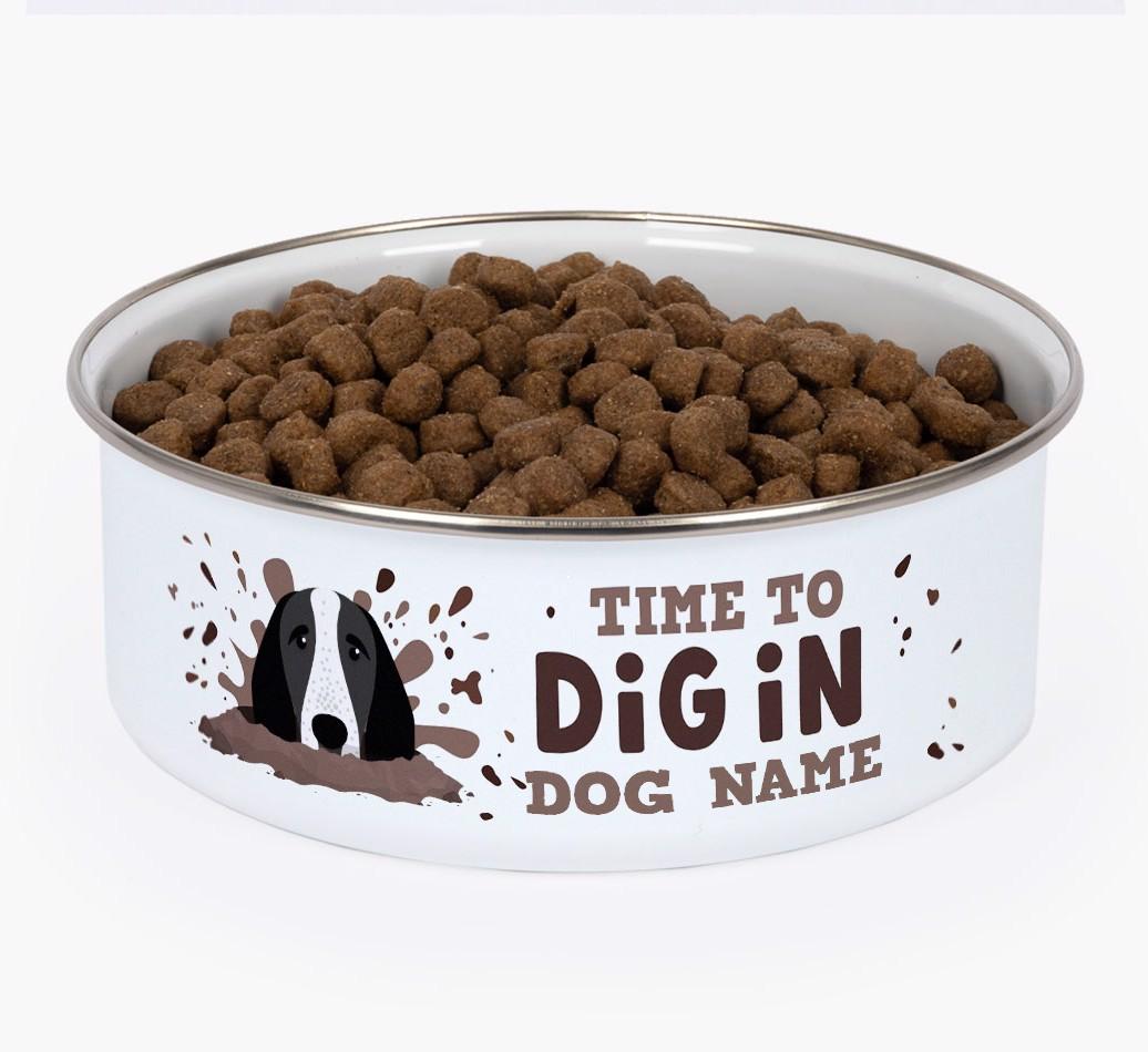 Time To Dig In: Personalized {breedFullName} Enamel Dog Bowl