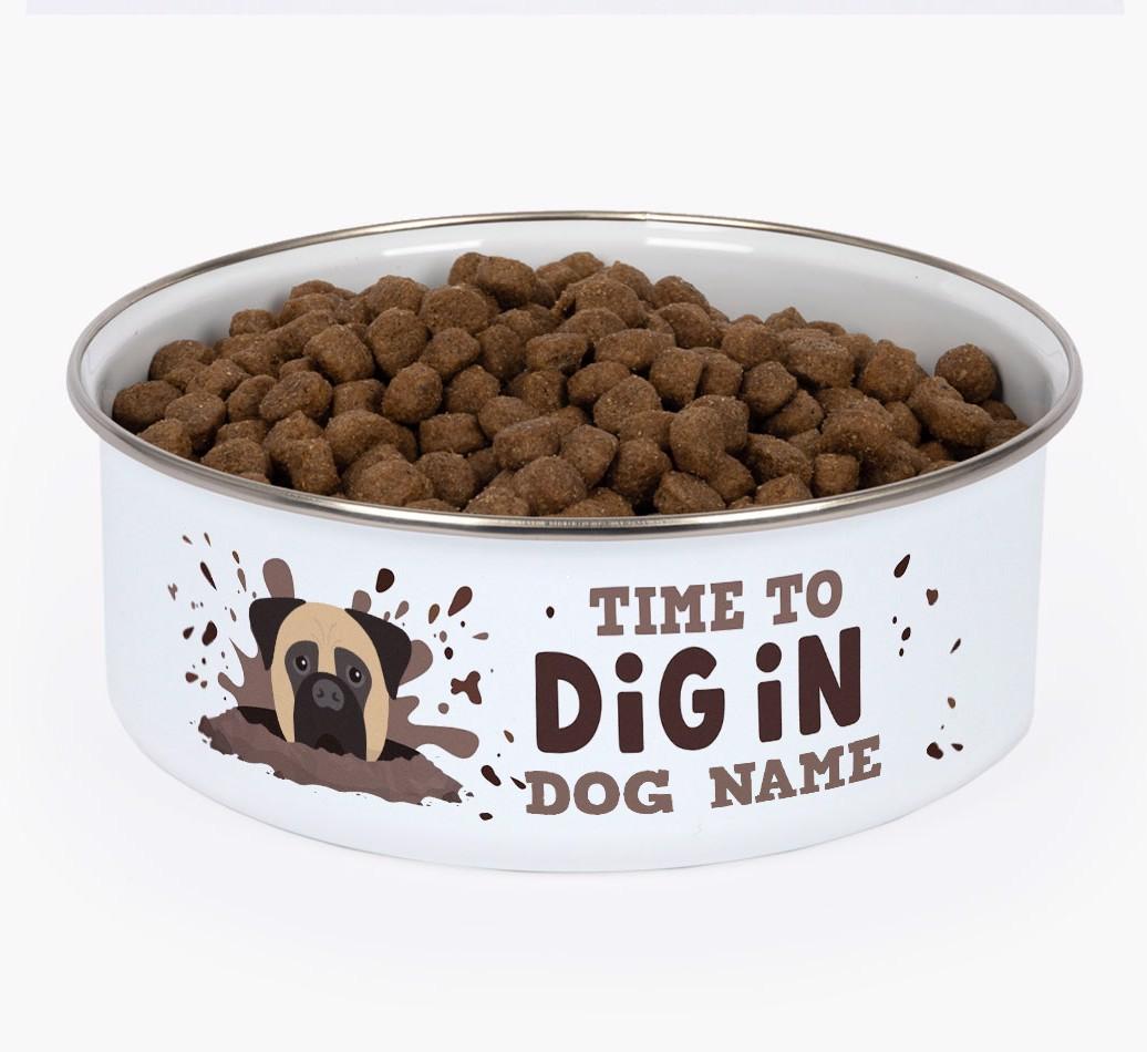 Time To Dig In: Personalized {breedFullName} Enamel Dog Bowl