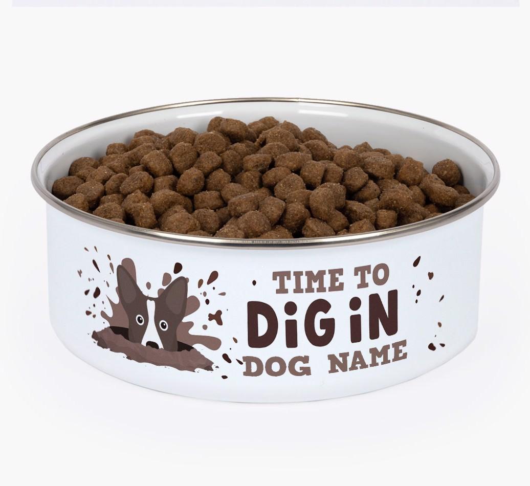 Time To Dig In: Personalized {breedFullName} Enamel Dog Bowl