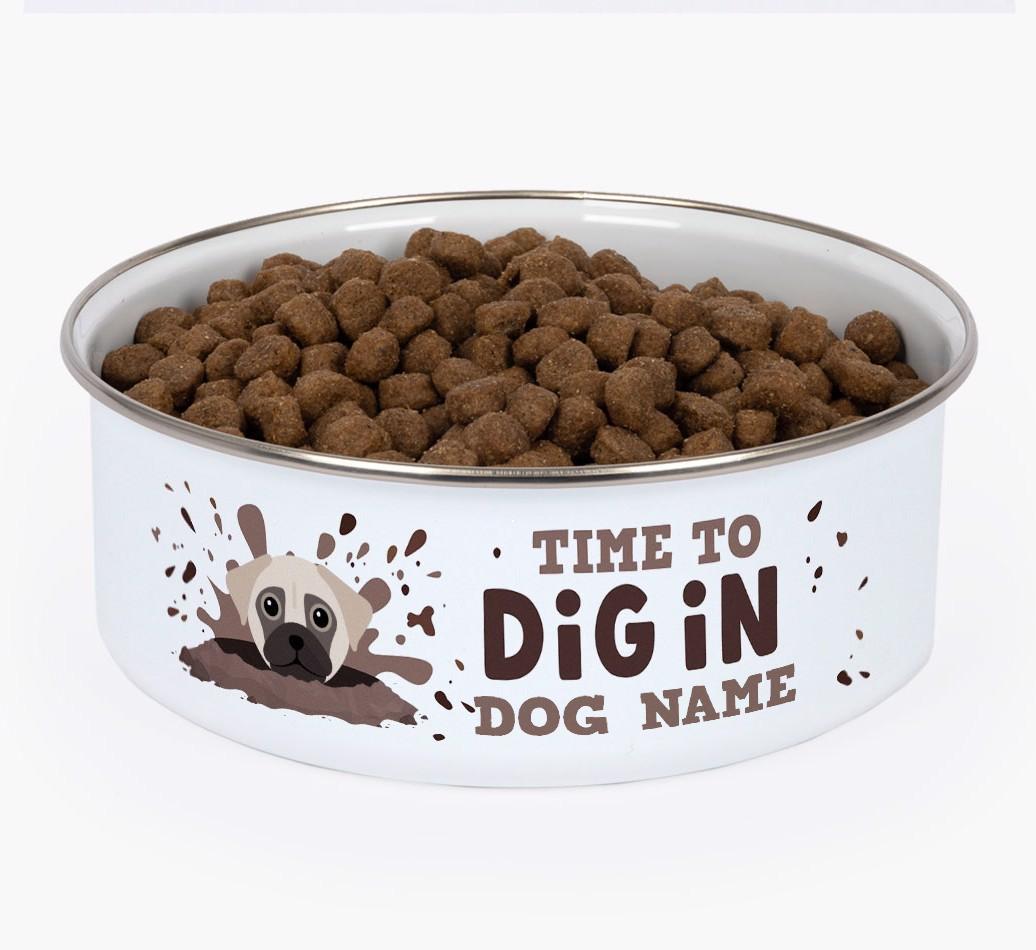 Time To Dig In: Personalized {breedFullName} Enamel Dog Bowl