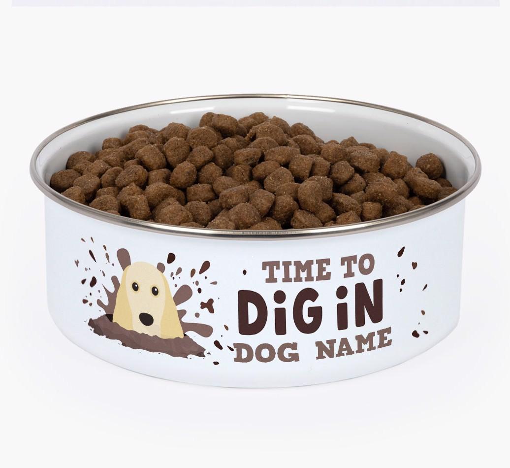 Time To Dig In: Personalized {breedFullName} Enamel Dog Bowl