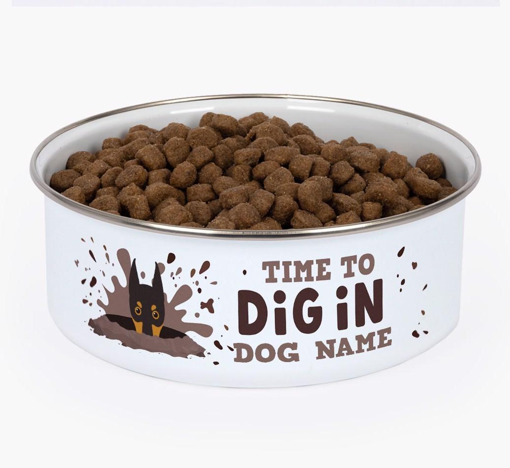 Time To Dig In: Personalized {breedFullName} Enamel Dog Bowl