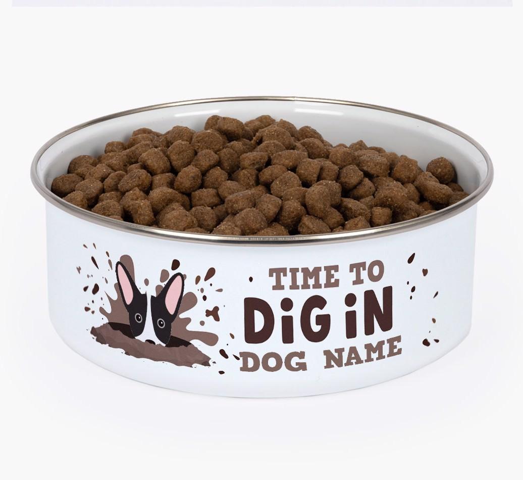Time To Dig In: Personalized {breedFullName} Enamel Dog Bowl