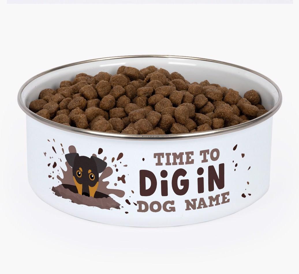 Time To Dig In: Personalized {breedFullName} Enamel Dog Bowl