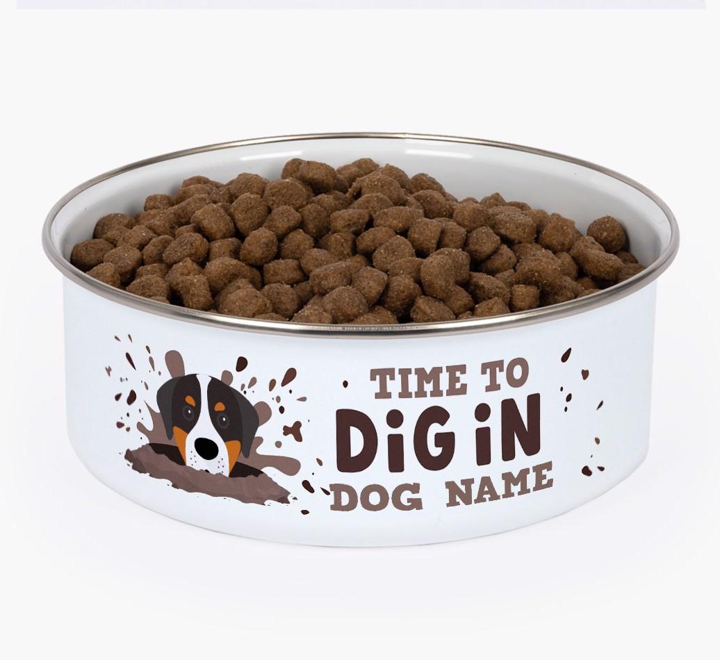 Time To Dig In: Personalized {breedFullName} Enamel Dog Bowl