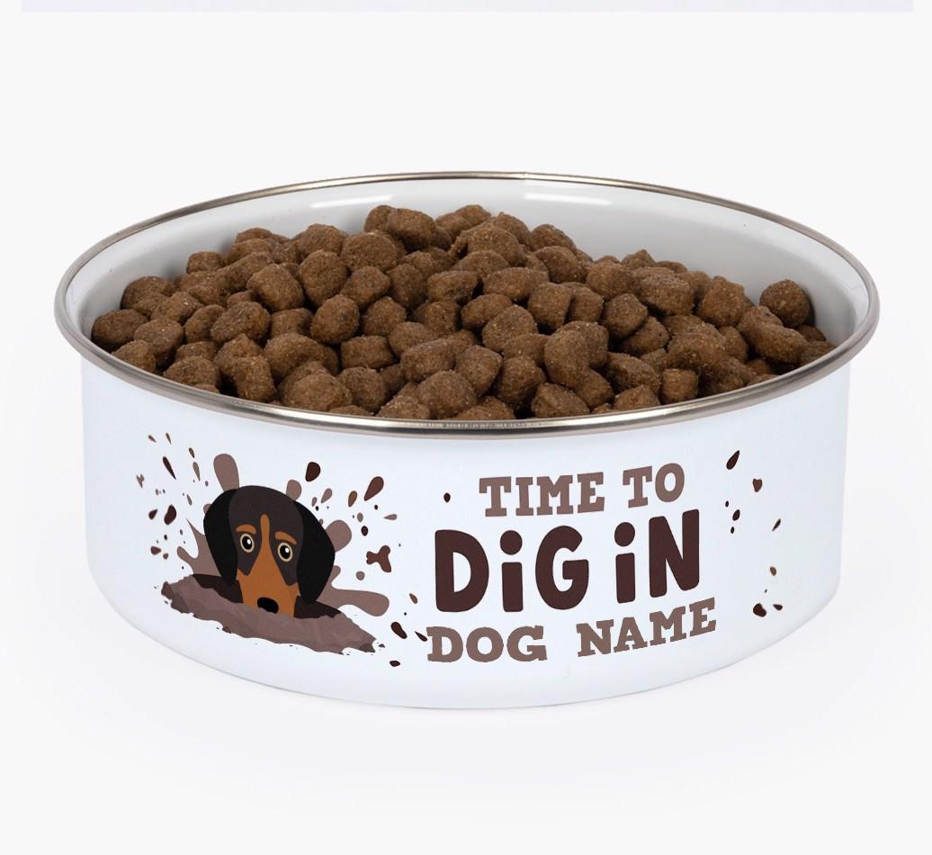 Time To Dig In: Personalized {breedFullName} Enamel Dog Bowl