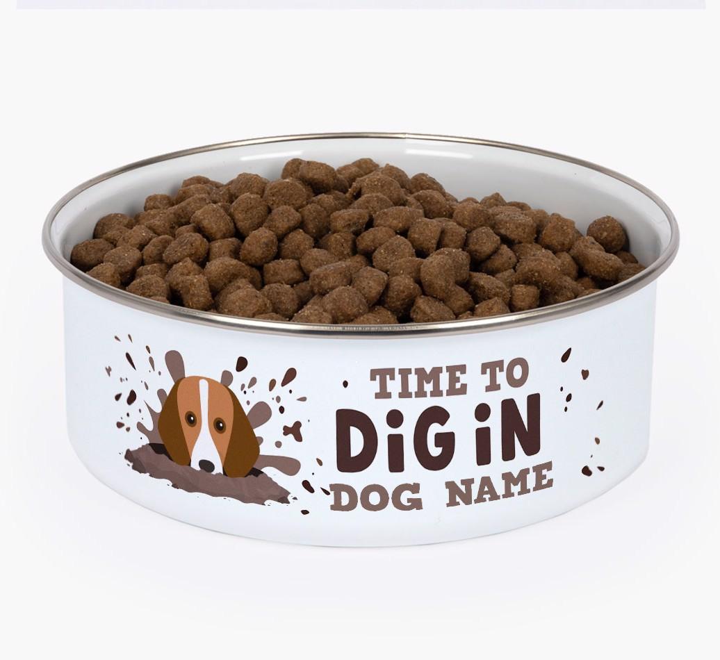 Time To Dig In: Personalized {breedFullName} Enamel Dog Bowl