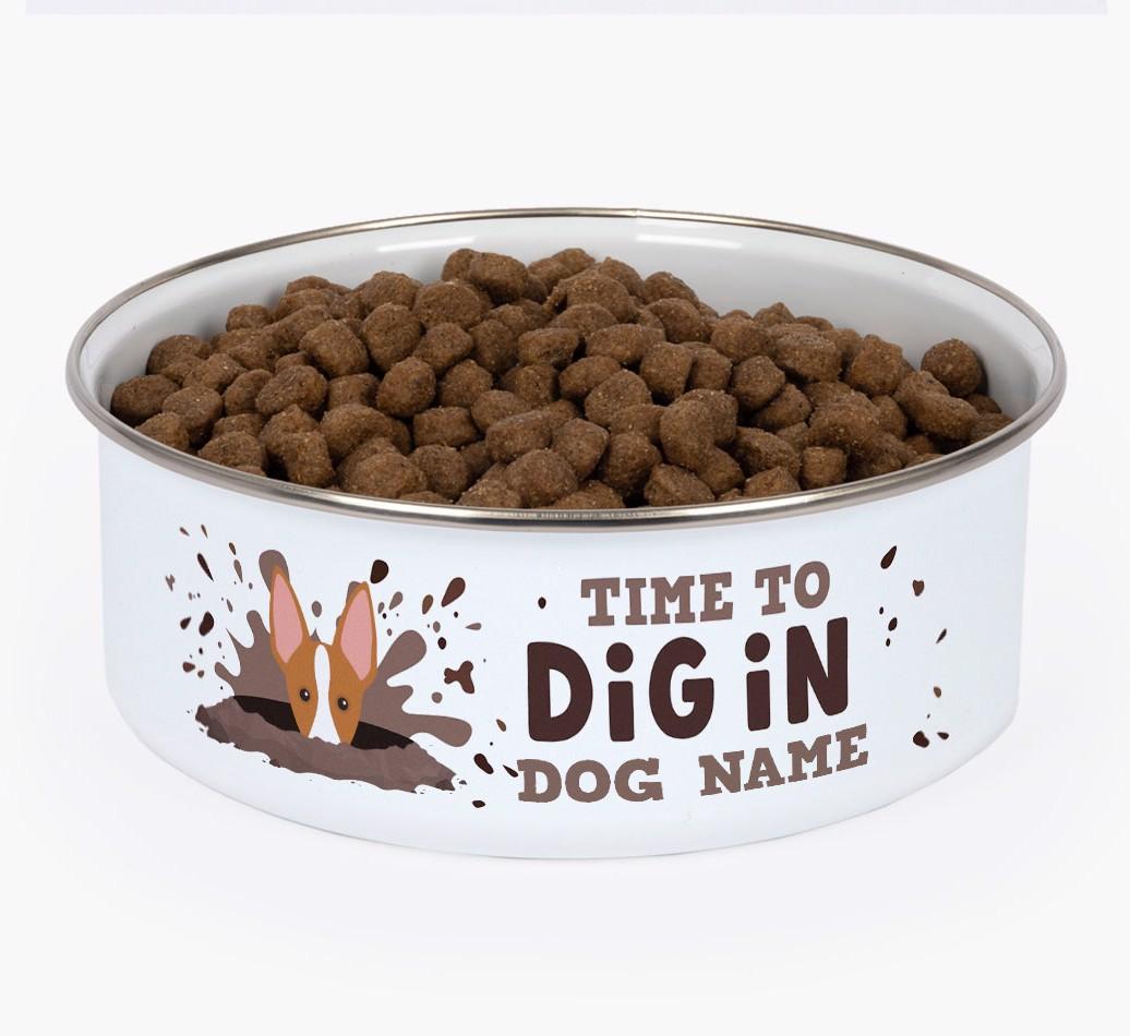 Time To Dig In: Personalized {breedFullName} Enamel Dog Bowl