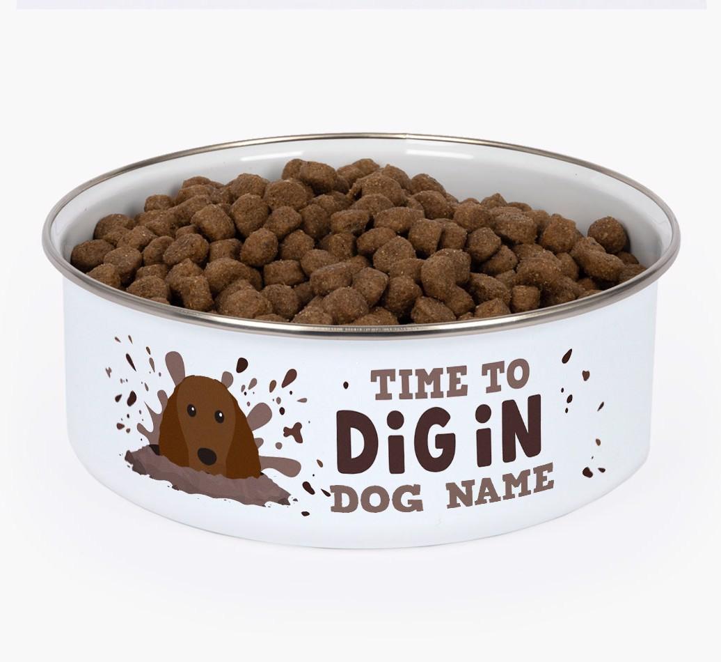 Time To Dig In: Personalized {breedFullName} Enamel Dog Bowl