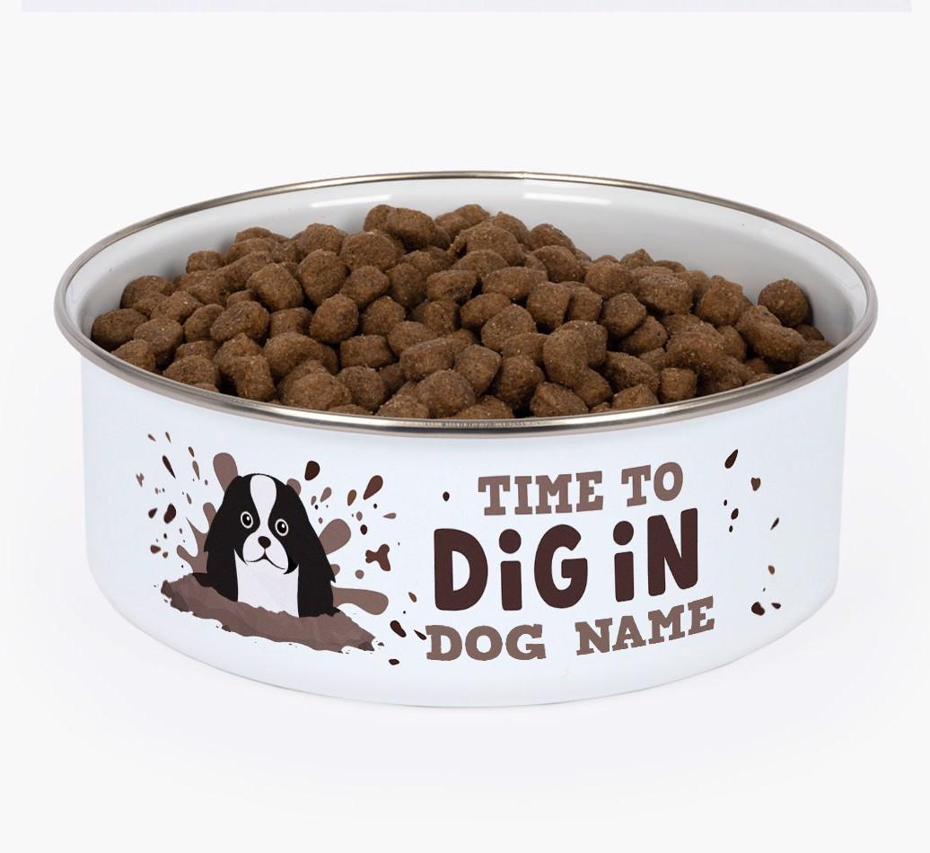 Time To Dig In: Personalized {breedFullName} Enamel Dog Bowl