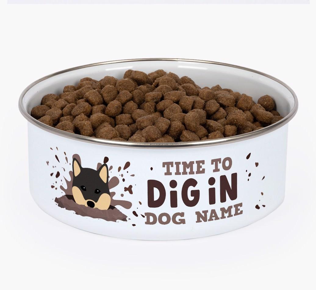 Time To Dig In: Personalized {breedFullName} Enamel Dog Bowl