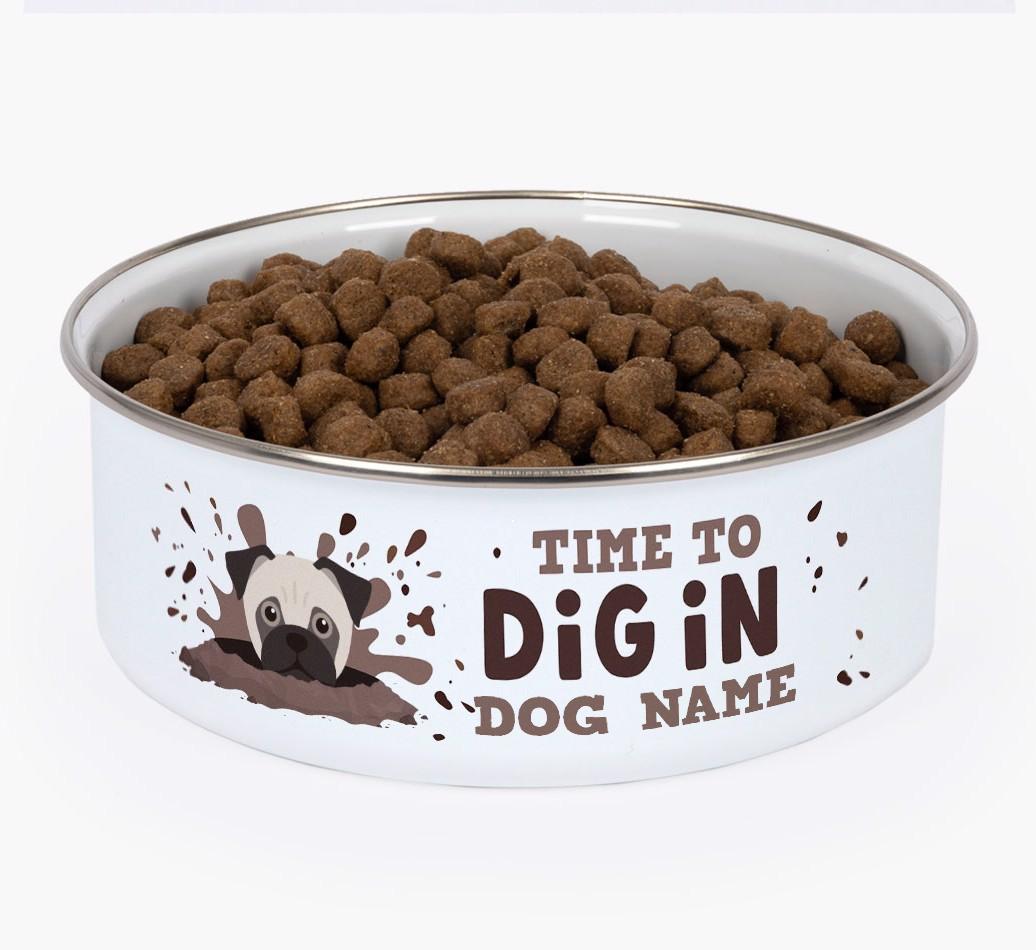 Time To Dig In: Personalized {breedFullName} Enamel Dog Bowl