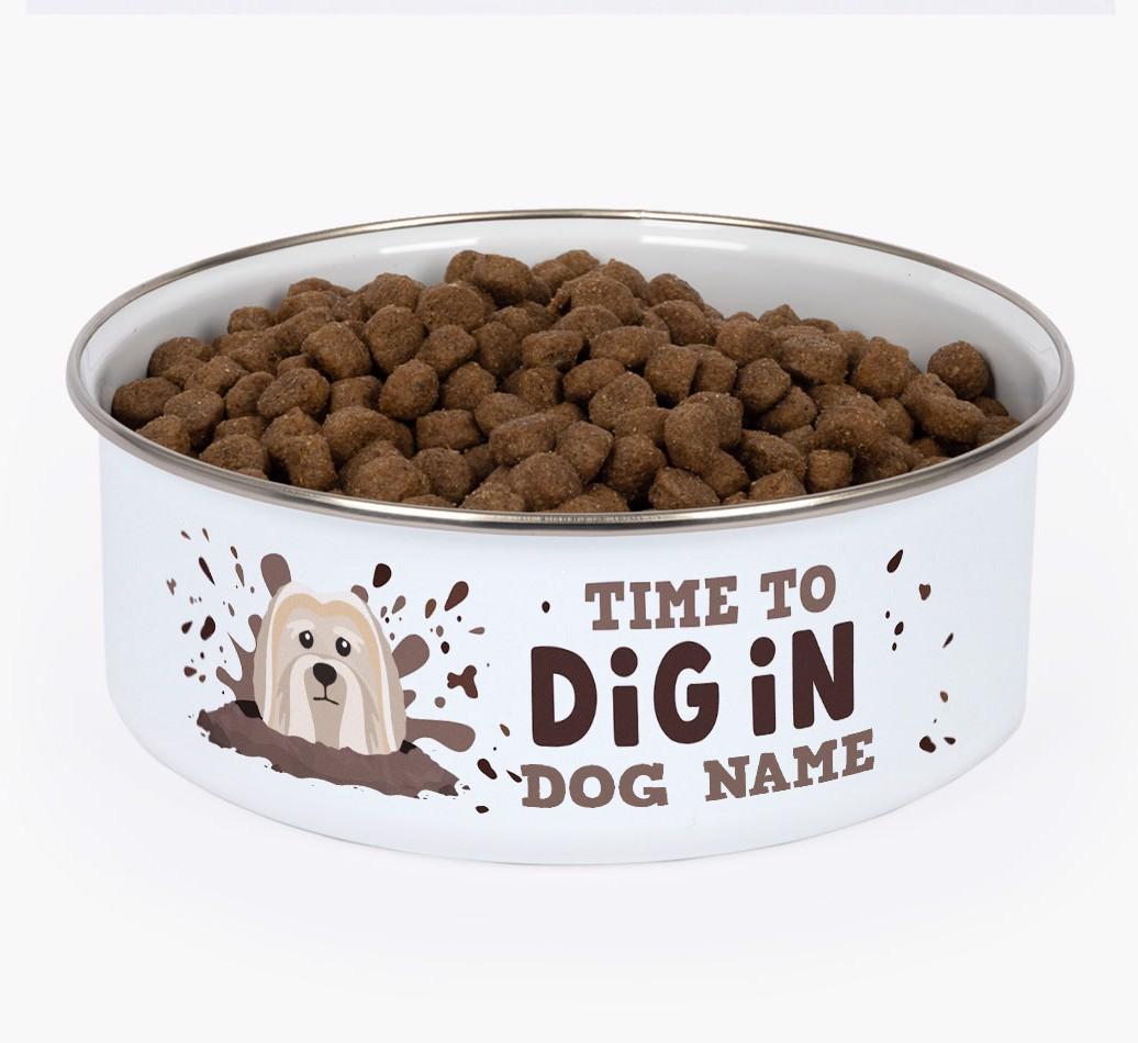 Time To Dig In: Personalized {breedFullName} Enamel Dog Bowl