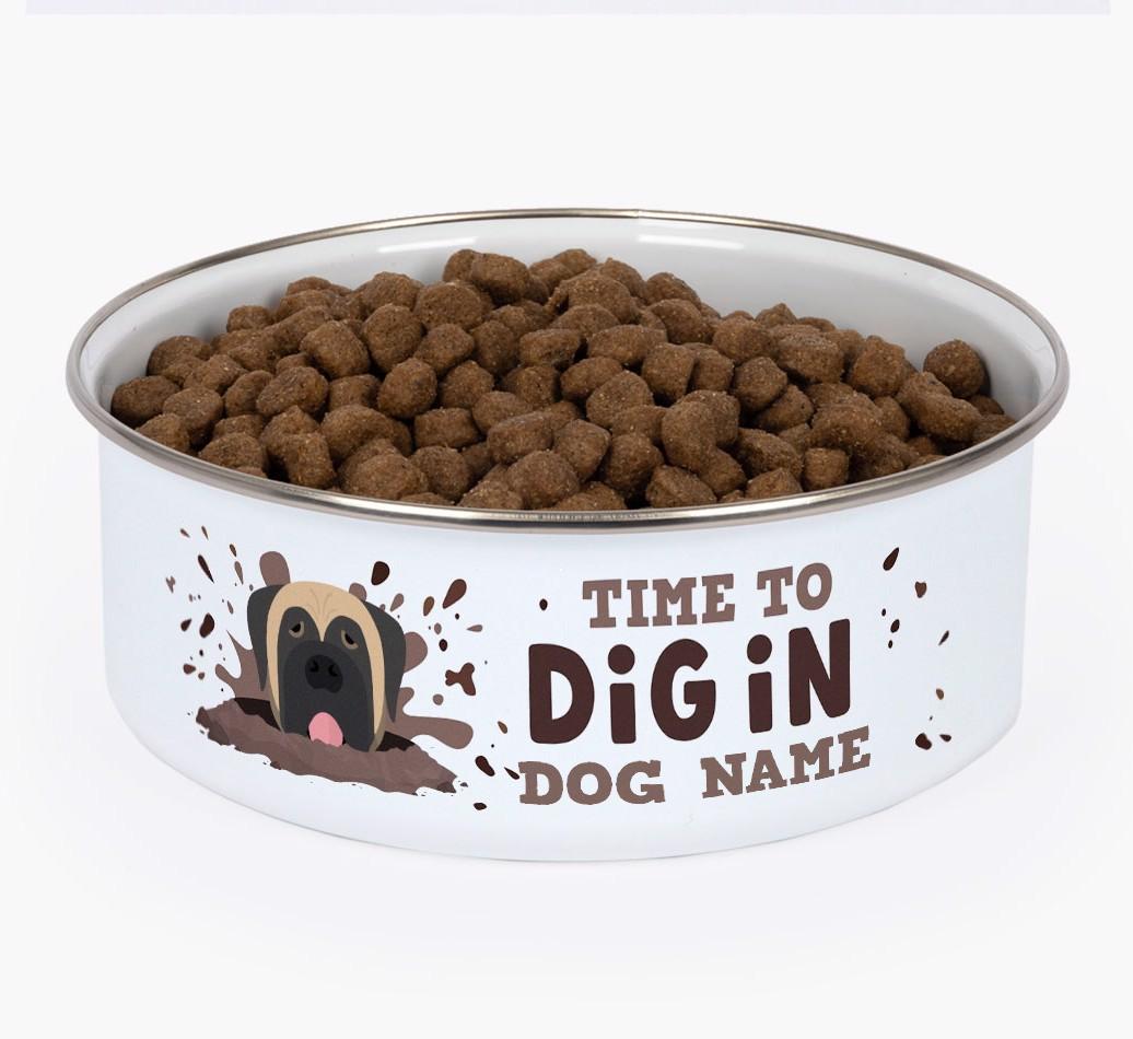 Time To Dig In: Personalized {breedFullName} Enamel Dog Bowl