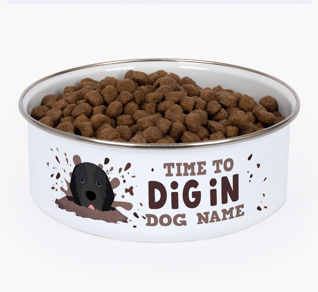 Time To Dig In: Personalized {breedFullName} Enamel Dog Bowl