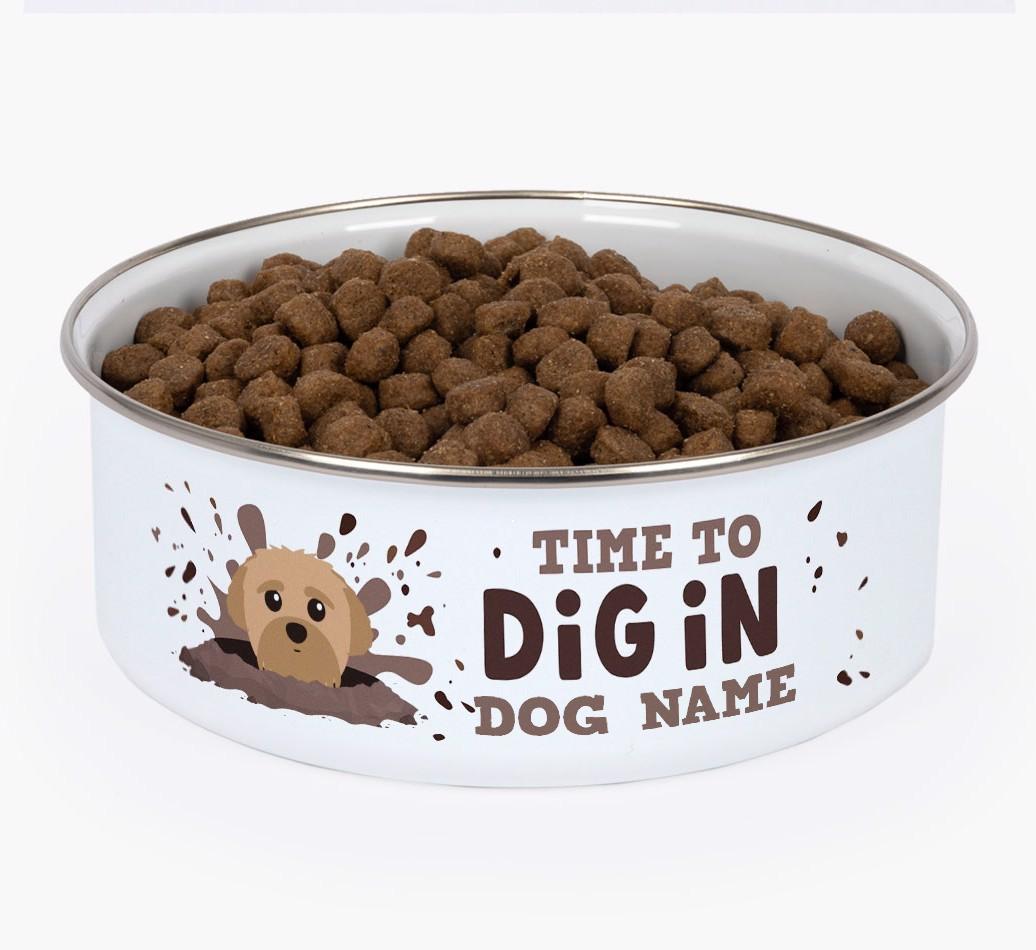 Time To Dig In: Personalized {breedFullName} Enamel Dog Bowl
