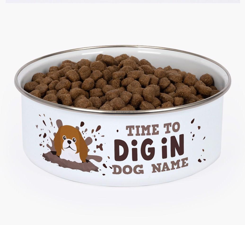 Time To Dig In: Personalized {breedFullName} Enamel Dog Bowl