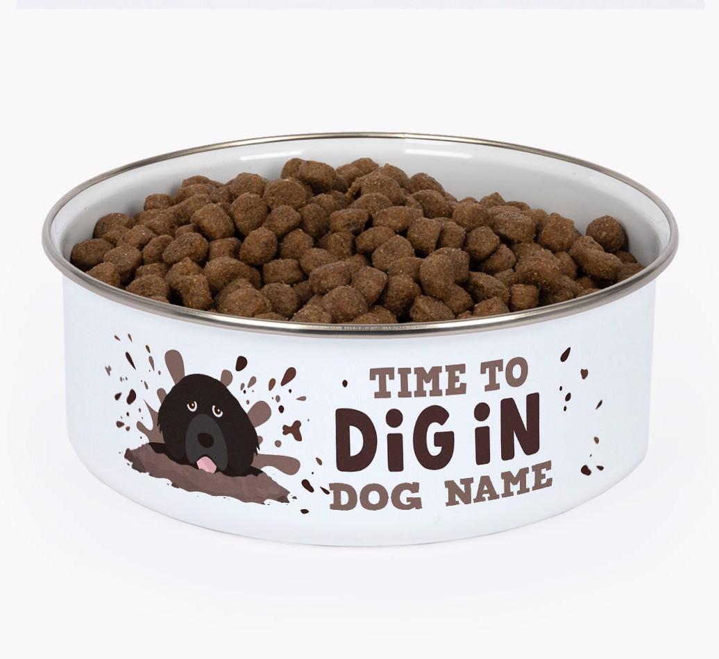 Time To Dig In: Personalized {breedFullName} Enamel Dog Bowl