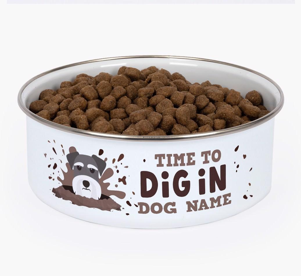 Time To Dig In: Personalized {breedFullName} Enamel Dog Bowl