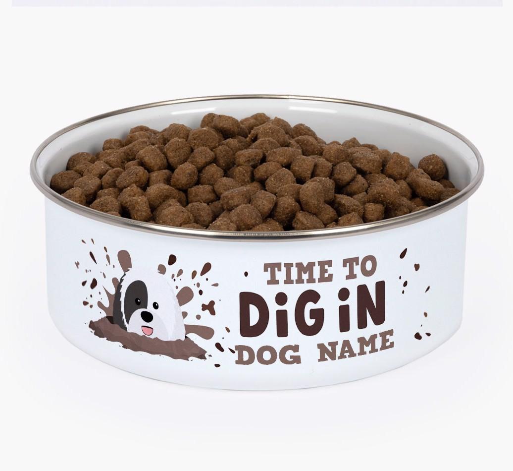 Time To Dig In: Personalized {breedFullName} Enamel Dog Bowl