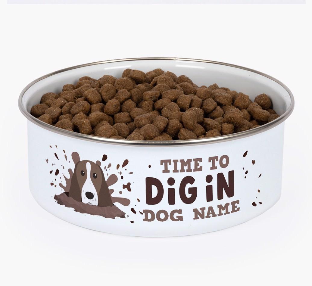 Time To Dig In: Personalized {breedFullName} Enamel Dog Bowl