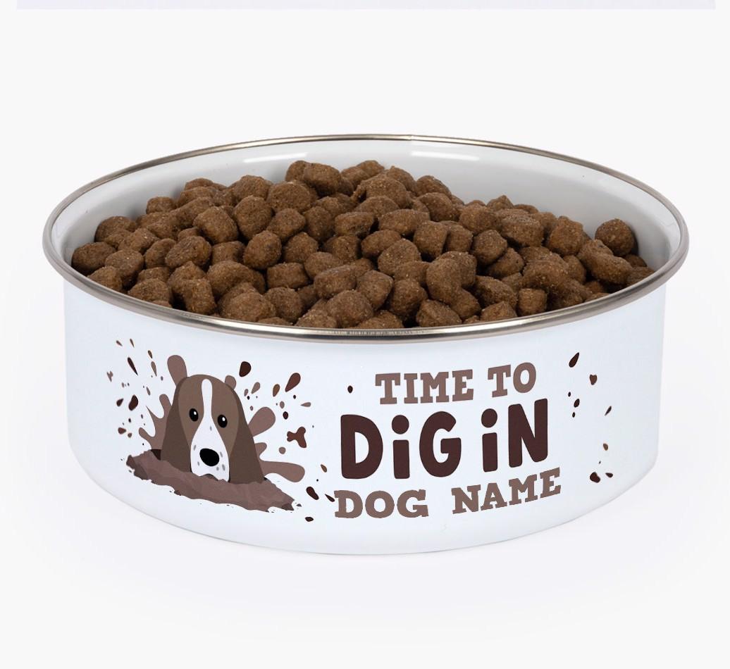 Time To Dig In: Personalized {breedFullName} Enamel Dog Bowl