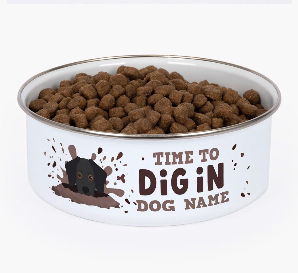 Time To Dig In: Personalized {breedFullName} Enamel Dog Bowl