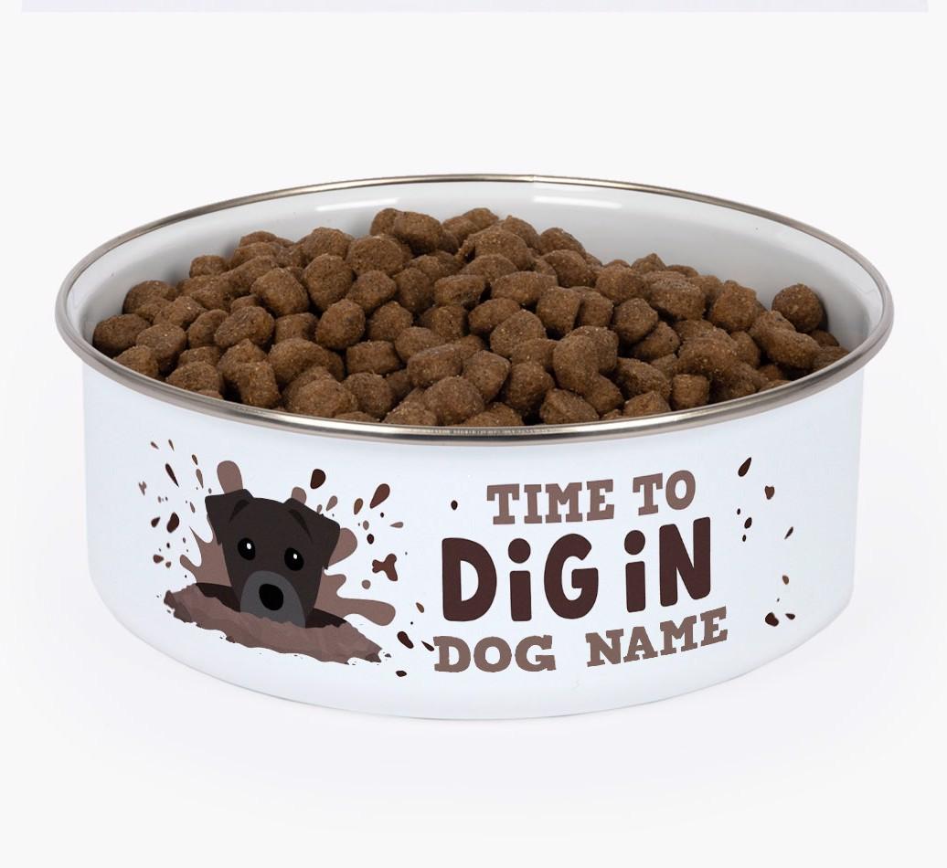 Time To Dig In: Personalized {breedFullName} Enamel Dog Bowl