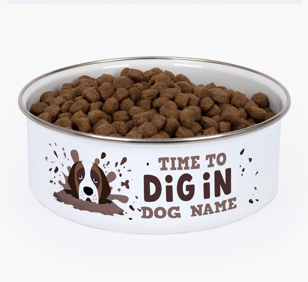 Time To Dig In: Personalized {breedFullName} Enamel Dog Bowl