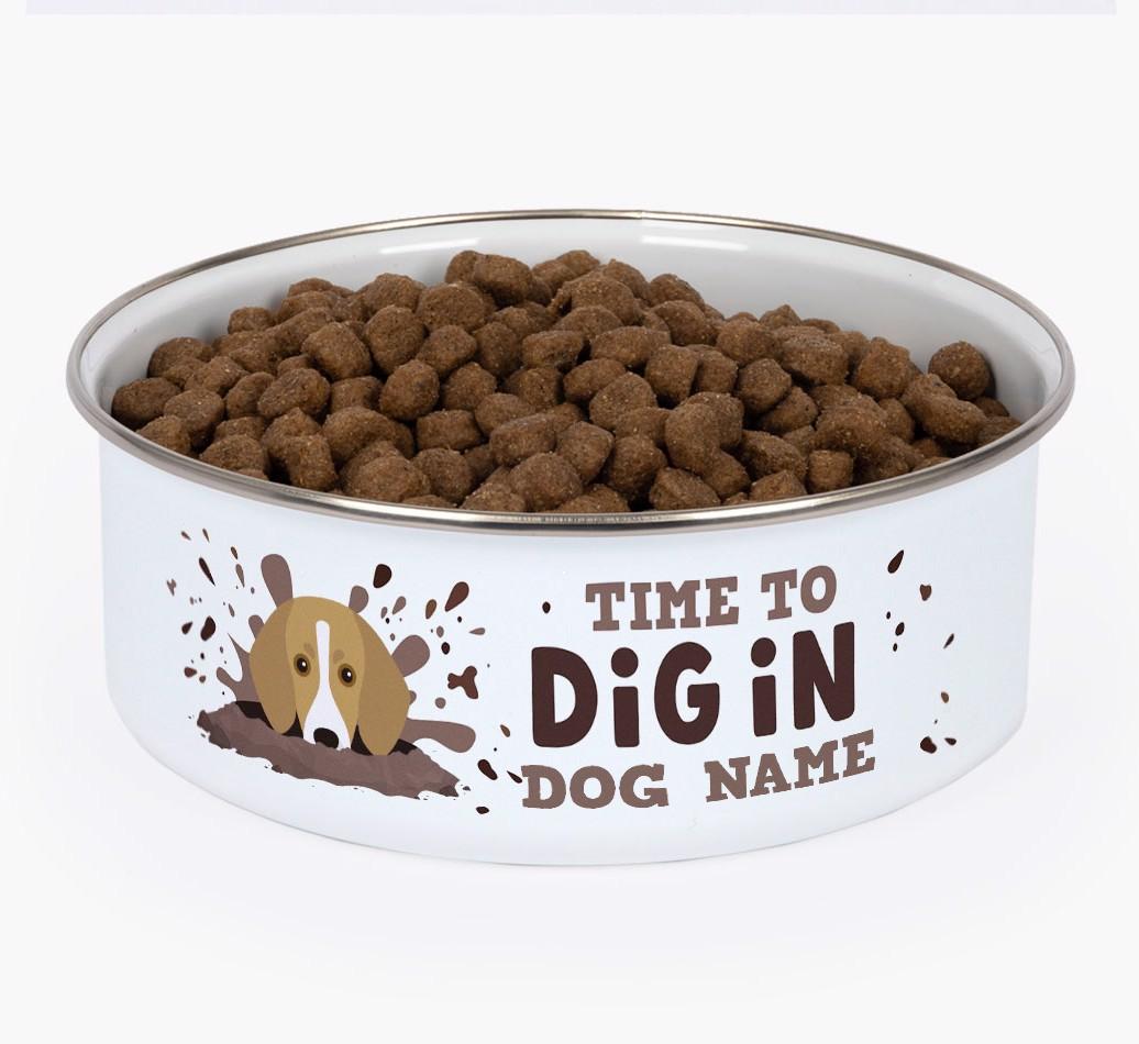 Time To Dig In: Personalized {breedFullName} Enamel Dog Bowl