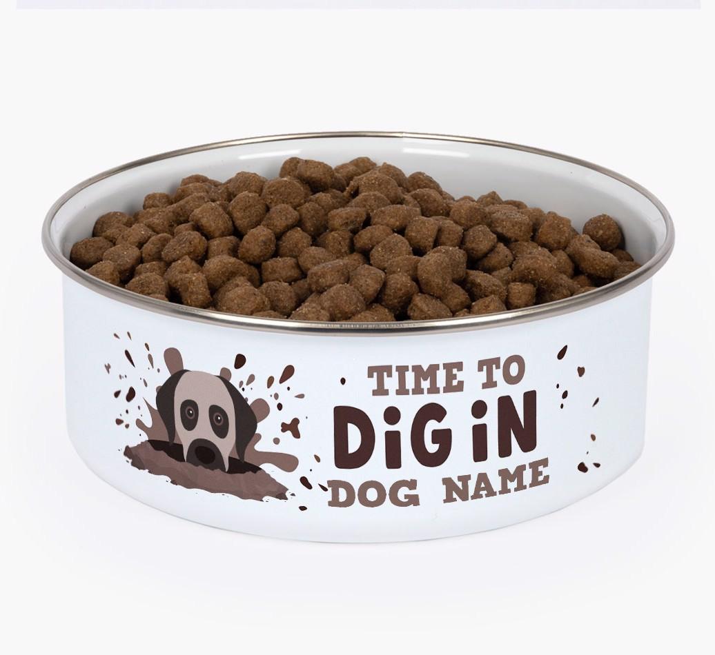 Time To Dig In: Personalized {breedFullName} Enamel Dog Bowl