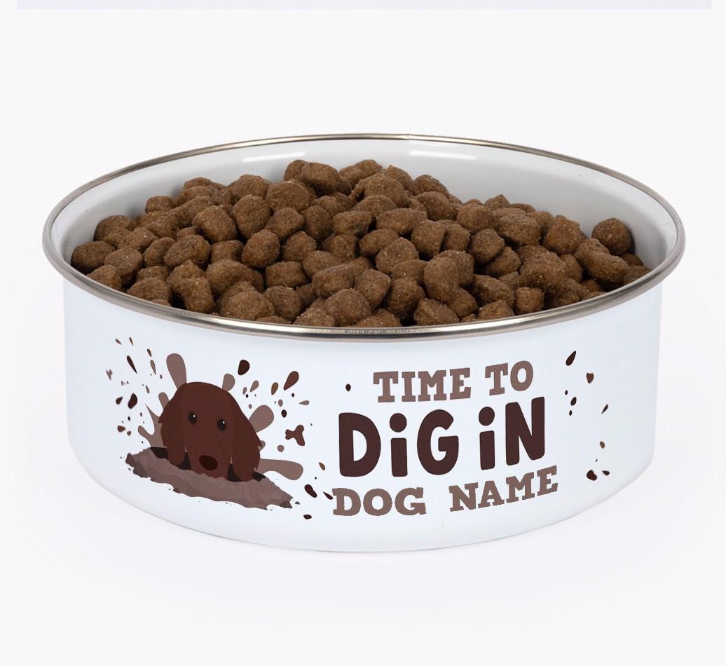 Time To Dig In: Personalized {breedFullName} Enamel Dog Bowl