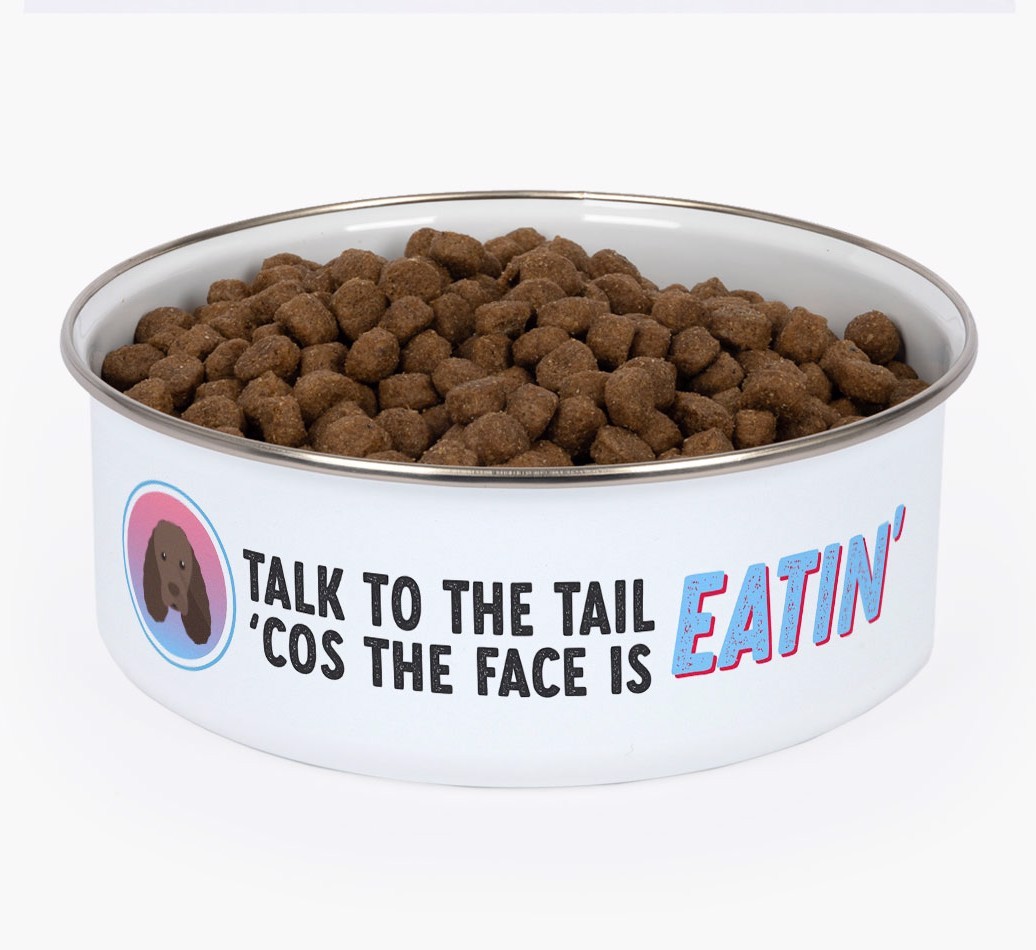 Talk To The Tail: Personalised {breedFullName} Enamel Dog Bowl