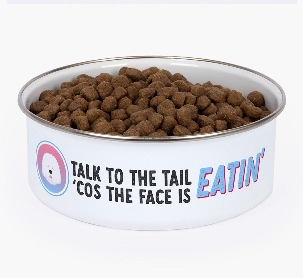 Talk To The Tail: Personalized {breedFullName} Enamel Dog Bowl