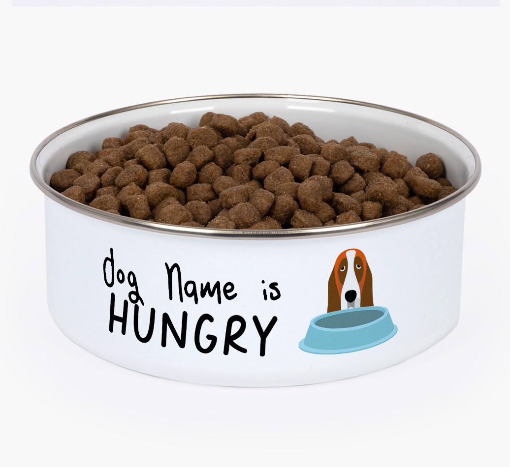 Hungry: Personalised {breedFullName} Enamel Dog Bowl