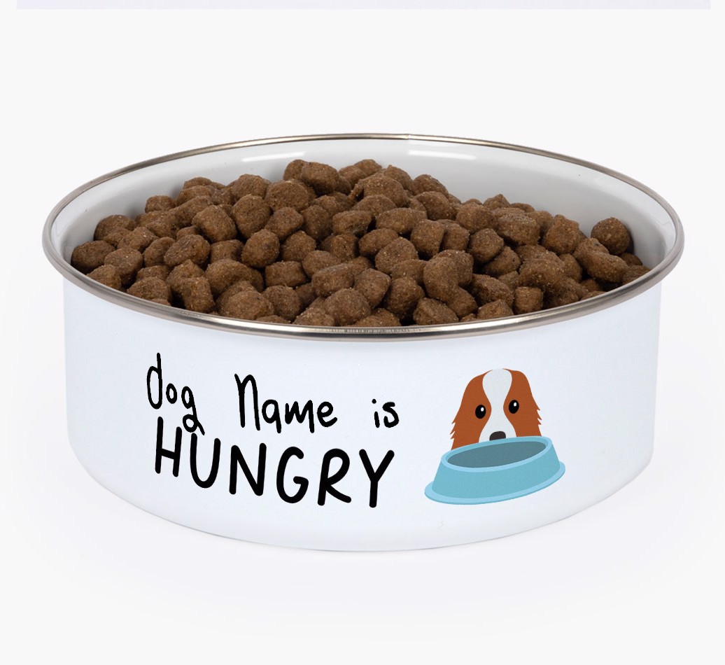 Hungry: Personalised {breedFullName} Enamel Dog Bowl