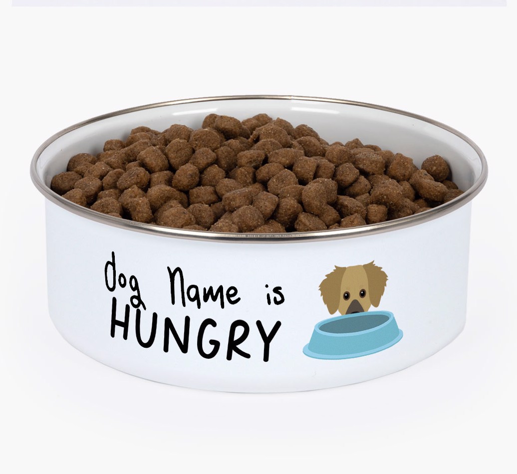 Hungry: Personalised {breedFullName} Enamel Dog Bowl