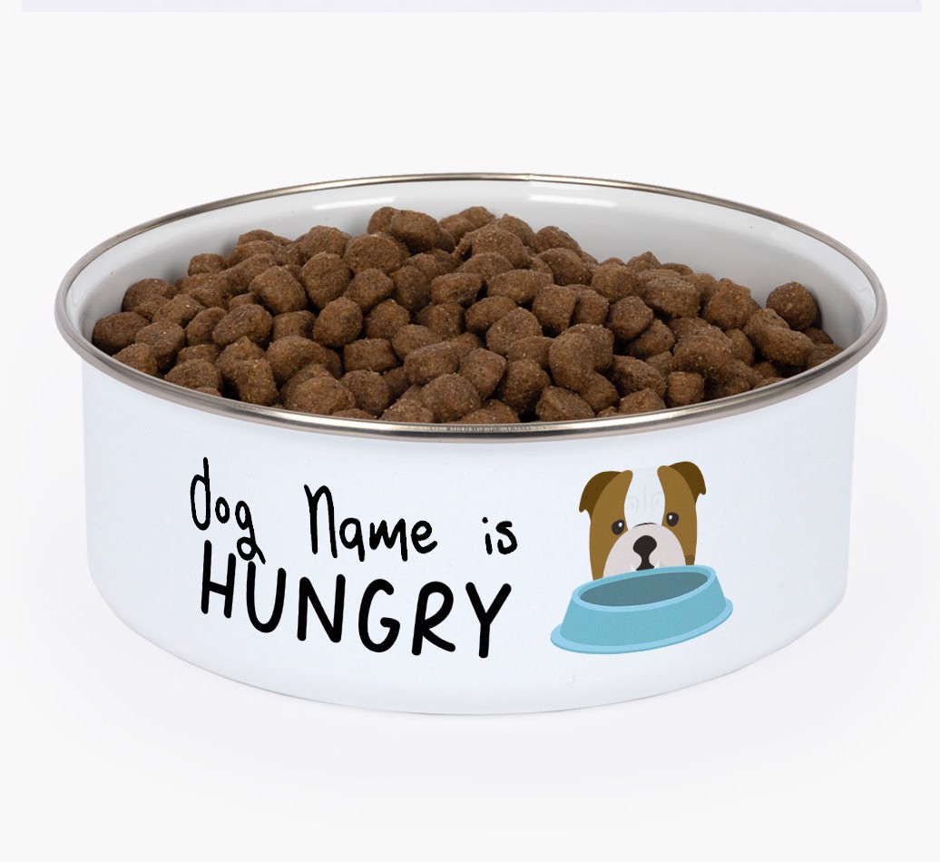 Hungry: Personalised {breedFullName} Enamel Dog Bowl