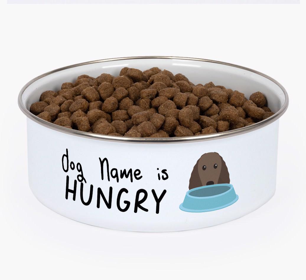 Hungry: Personalized {breedFullName} Enamel Dog Bowl
