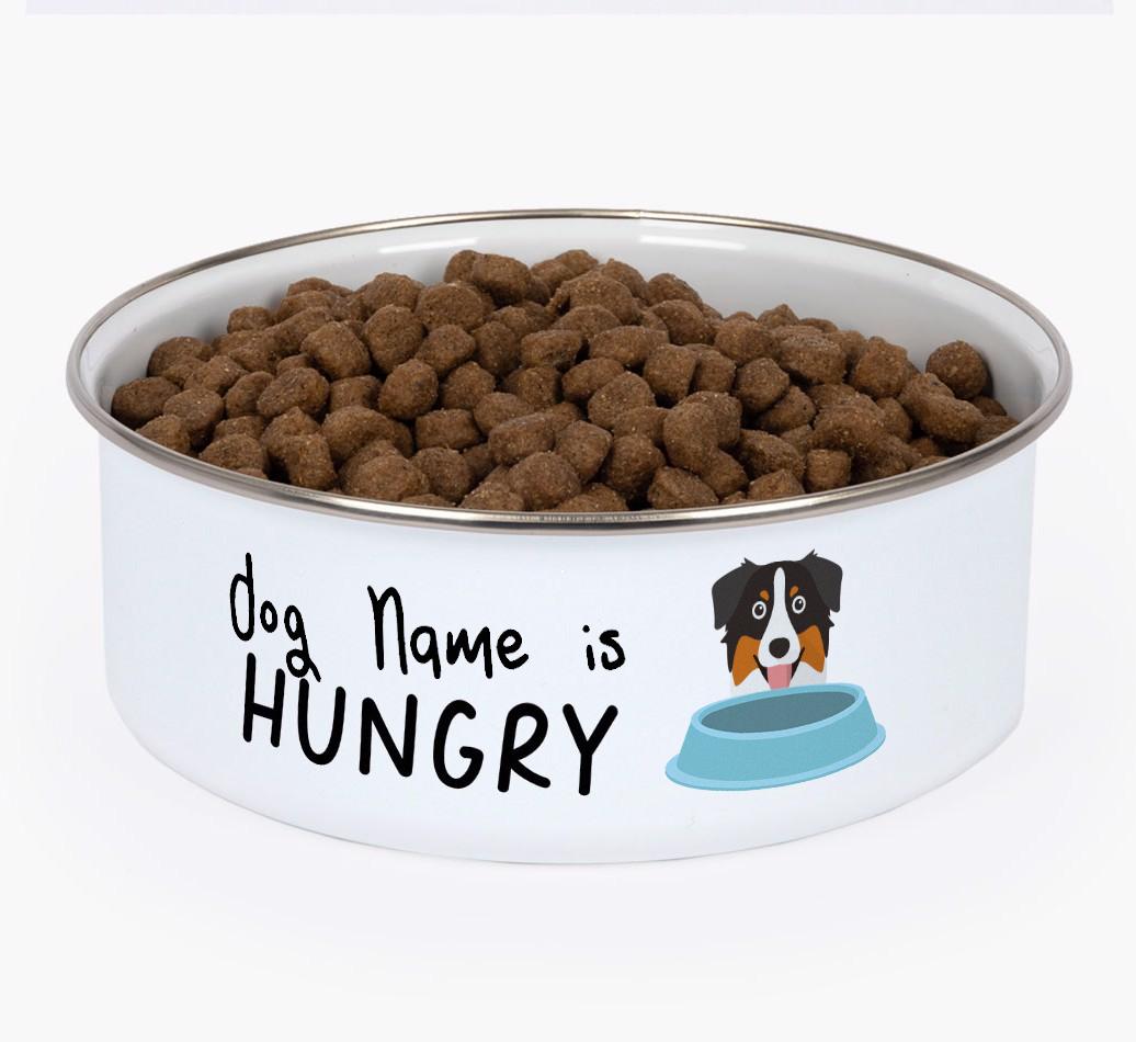Hungry: Personalized {breedFullName} Enamel Dog Bowl